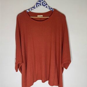 LA MIEL Rust Orange Waffle Knit Top | Size Medium